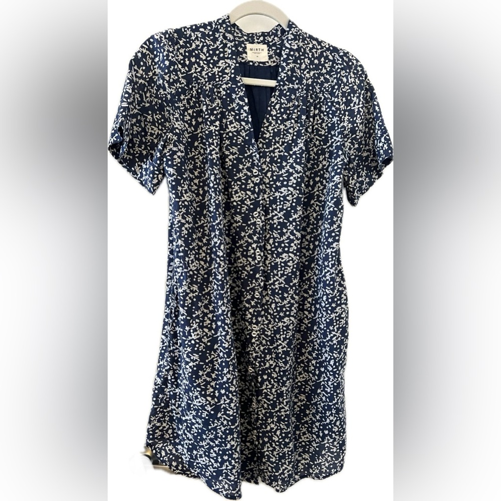 Mirth Navy Blue and White Floral Belted Dress Size XS - Picture 3 of 6